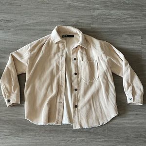 ZARA CREAM CORDUROY SHACKET